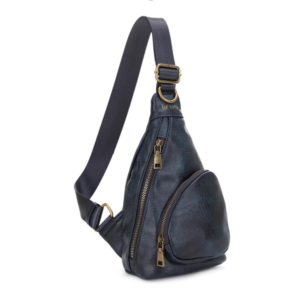 4972 Lori Sling Bag - Chest Bag in Indigo Vegan Leather Travel Sling Bag